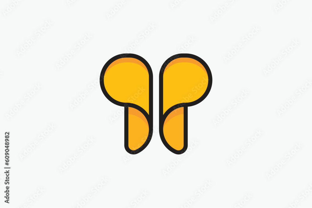 Logo wings butterfly simple modern concept with yellow color Logo wings butterfly simple modern concept with yellow color
