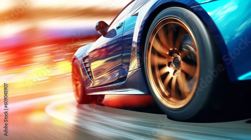 Sport Car Raceing on race track , Car wheel drifting