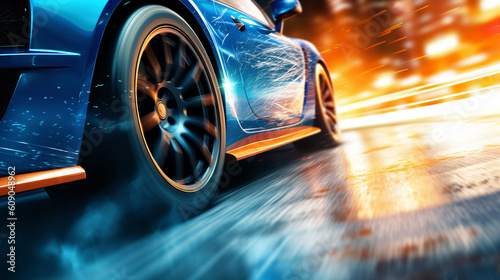 Sport Car Raceing on race track , Car wheel drifting © Volodymyr Skurtul