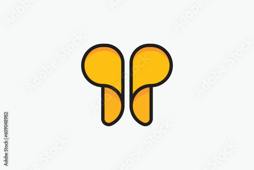 Logo wings butterfly simple modern concept with yellow color 