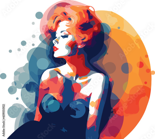 abstract watercolor pin-up girl