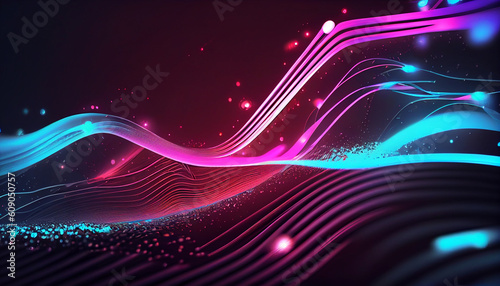 Abstract futuristic background with pink blue glowing Ai generated image © PixxStudio