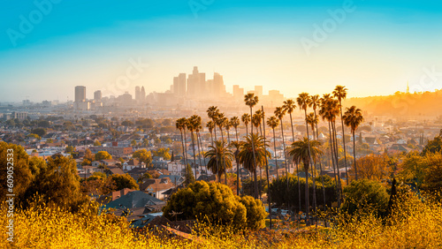 Canvas Print the skyline of los angeles during sunset