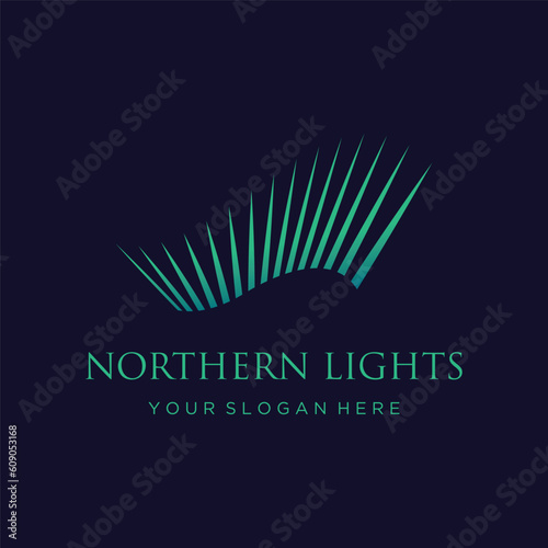 The northern lights wave logo design was inspired by the aurora borealis.