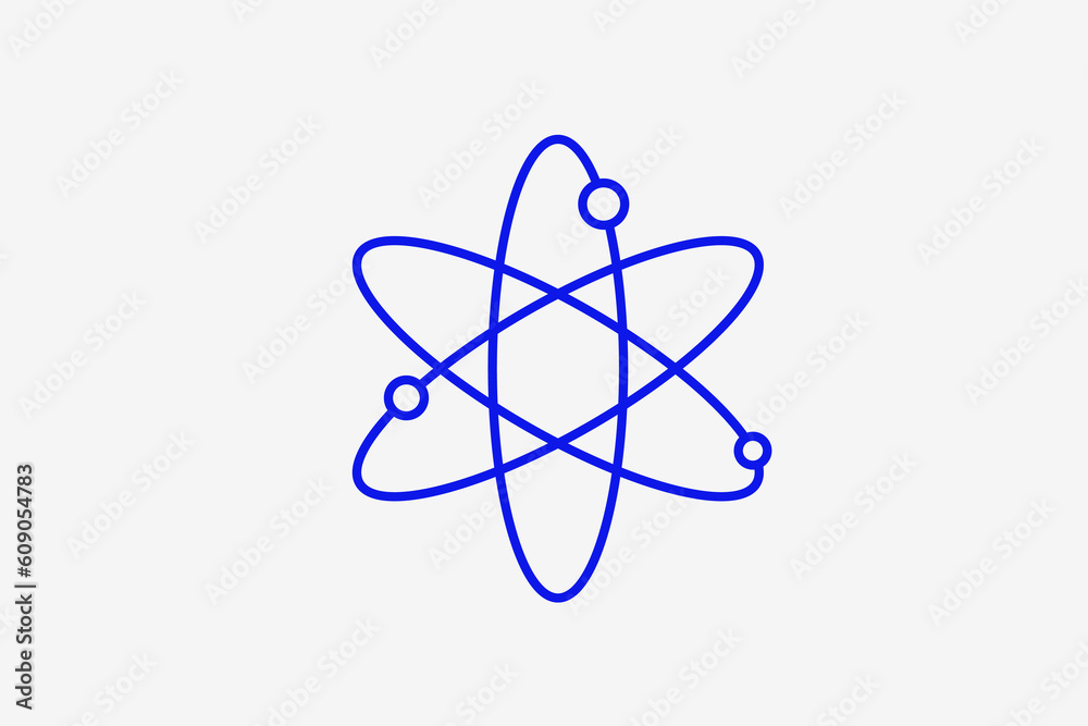 atom illustration in flat style design, vector icon. atom illustration in flat style design, vector icon.
