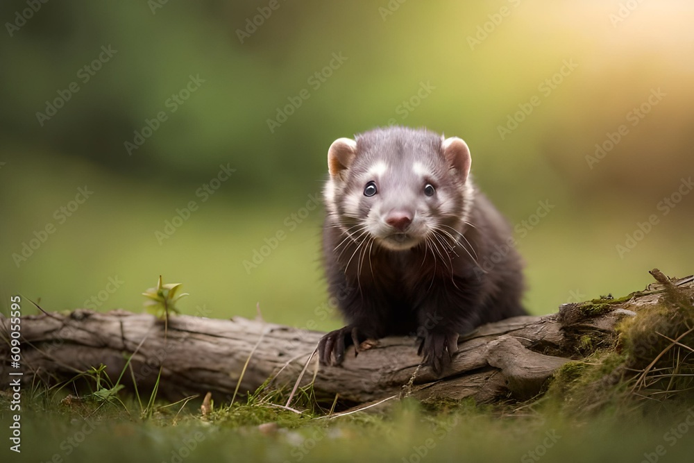 European otter on a branch - Generative AI Technology European otter on a branch - Generative AI Technology