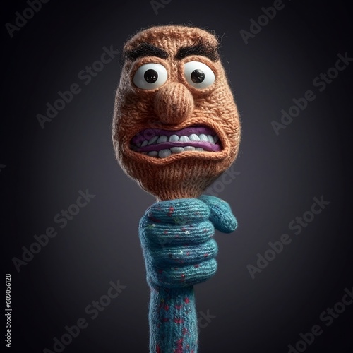 Angry Sock Hand Puppet and Expressive photo