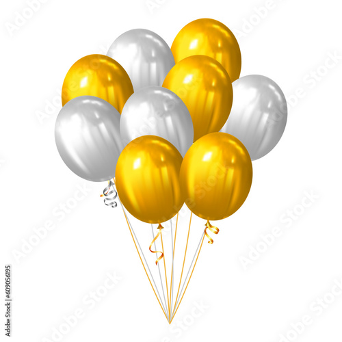 golden and white balloons bunch vector illustration isolated