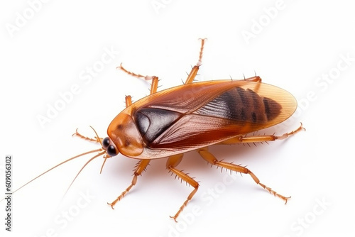 American cockroach on a white background. Generative AI