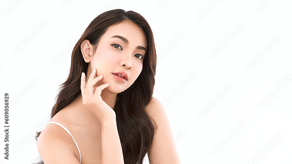 Beautiful young asian woman with clean fresh skin on white background, Face care, Facial treatment, Cosmetology, beauty and spa, Asian women portrait. Beautiful young asian woman with clean fresh skin on white background, Face care, Facial treatment, Cosmetology, beauty and spa, Asian women portrait.