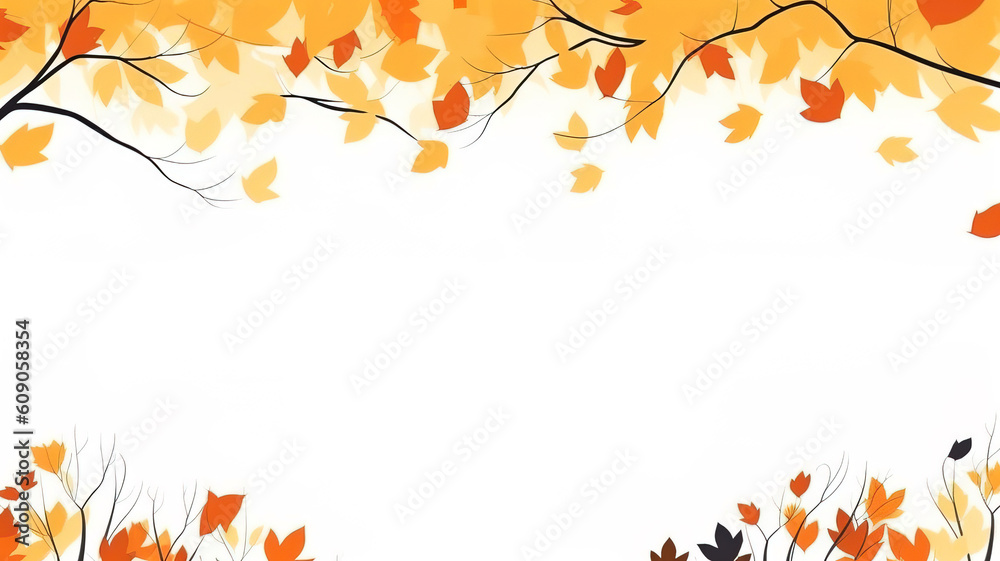 Minimalist minimalist flat vector wallpaper of autumn with white background, with empty copy space