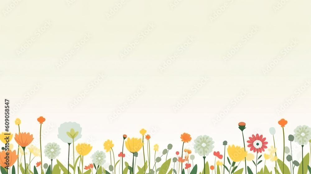 Minimalist minimalist flat vector wallpaper of spring flower with white background, with empty copy space