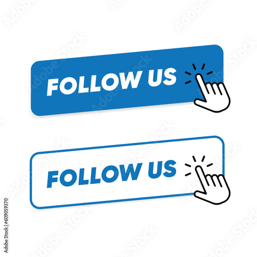 Follow us sticker button label badge flag sign symbol for mobile app, website, UI UX, promotion. High quality vector illustration EPS10