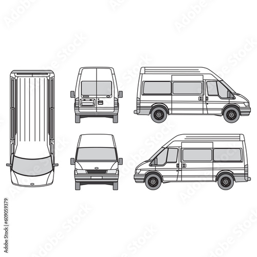 outline of van, minibus part 125