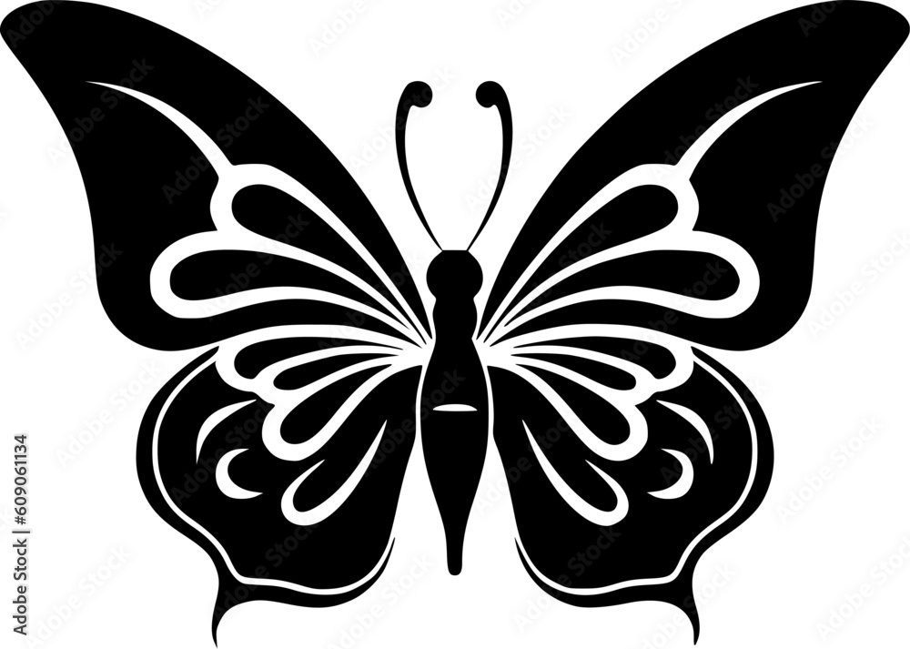 Butterflies | Black and White Vector illustration Butterflies | Black and White Vector illustration