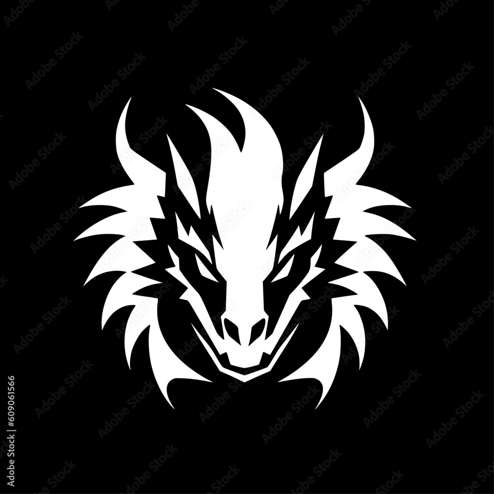 Fototapeta premium Dragon | Black and White Vector illustration