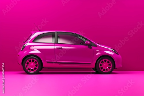 viva magenta color car with copy space for your advertising. AI Generated.