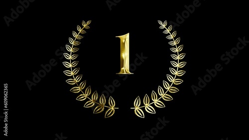 Golden Award wreath animation. First place. 2d animated laurel wreath.