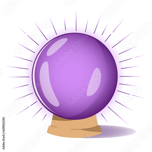 Magic crystal ball vector cartoon illustration. Shining amethyst sphere. Future prediction and fortune teller symbol.