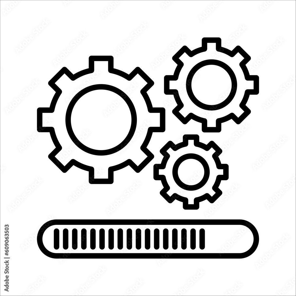Loading process. Update system icon. Concept of upgrade application progress icon for graphic and web design. vector illustration on white background Loading process. Update system icon. Concept of upgrade application progress icon for graphic and web design. vector illustration on white background