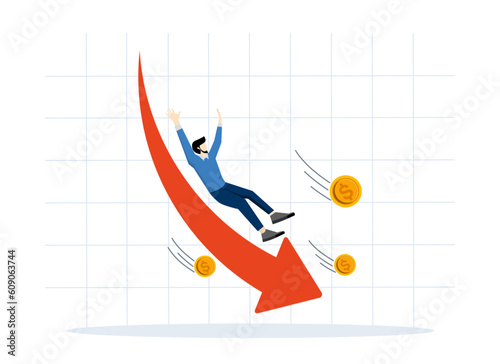 Financial crisis, capital devaluation, risky investment strategy. unexpected stock market decline, loss of money, The parable of the downward arrow is an economic crisis.