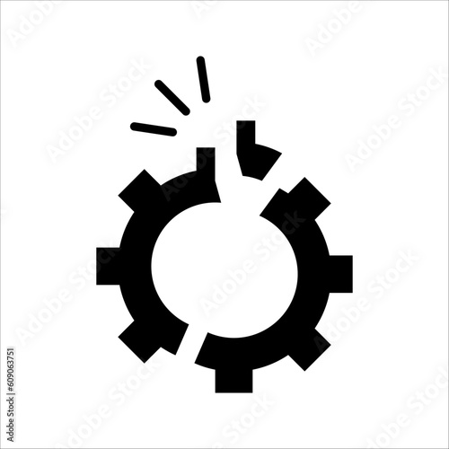disruption icon with thin line broken gear wheel. concept of breaking detail or poor work of the mechanism. vector illustration on white background
