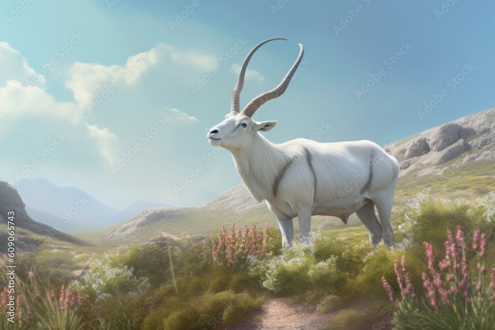Addax goat in the natural environment Generative AI