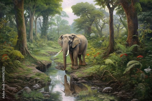 Aidi elephant in the natural environment Generative AI