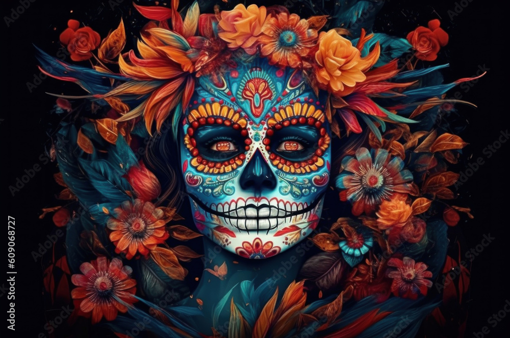 Generative Ai Dia de los Muertos carnival beautiful walpaper 