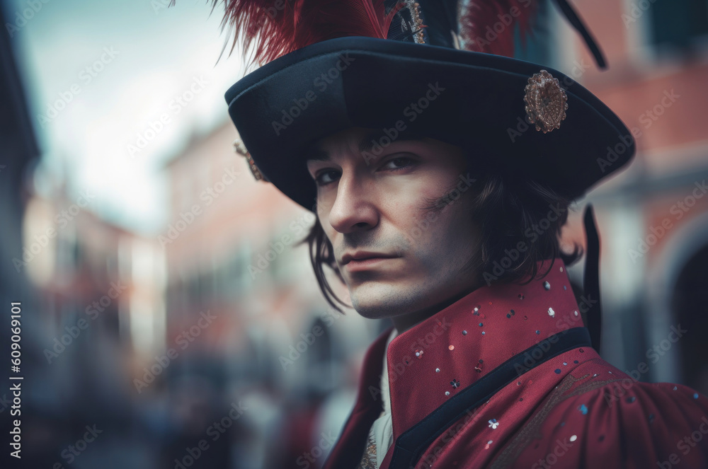 Generative AI Venice Carnival Photorealistic porteit beautiful men Generative AI Venice Carnival Photorealistic porteit beautiful men