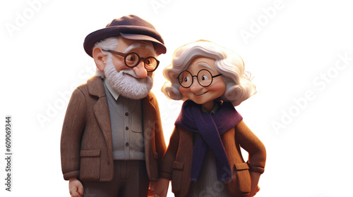 endearing smiling elderly couple Generative AI