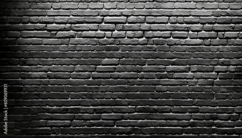 Black painted brick wall as a background or wallpaper - Generative Ai