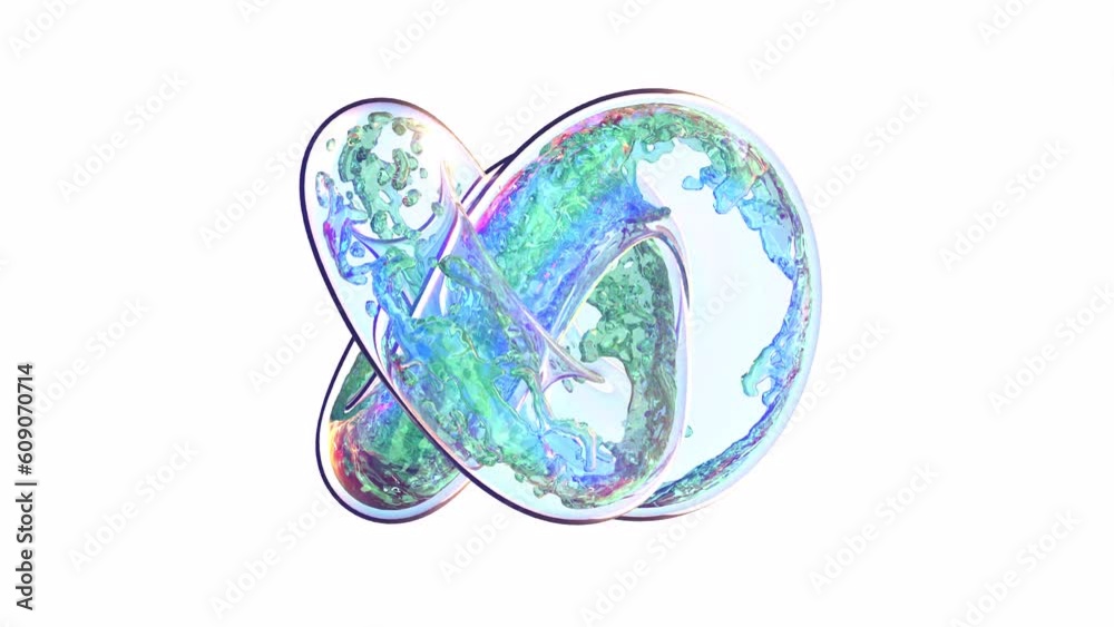 Holographic node knot with liquid on transparent back 4k Holographic node knot with liquid on transparent back 4k