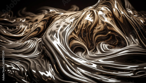 Smooth wave pattern in metallic gold paint generated by AI © Jeronimo Ramos
