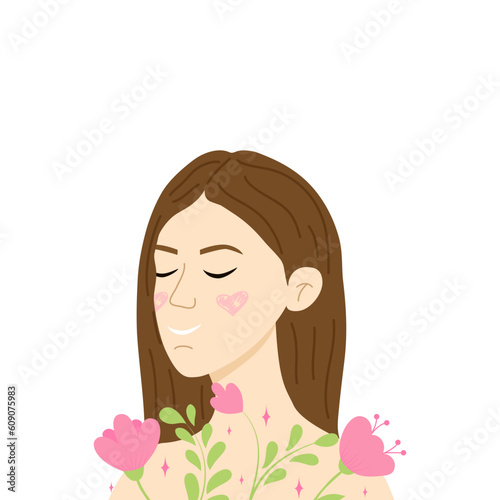 Peaceful girl. Inner peace. Vector illustration.
