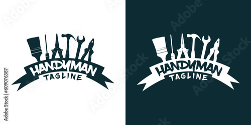handyman logo vector containing tools and stuff