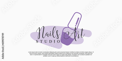 nail art beauty salon logo with creative concept premium vector