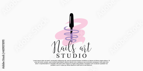 nail art beauty salon logo with creative concept premium vector