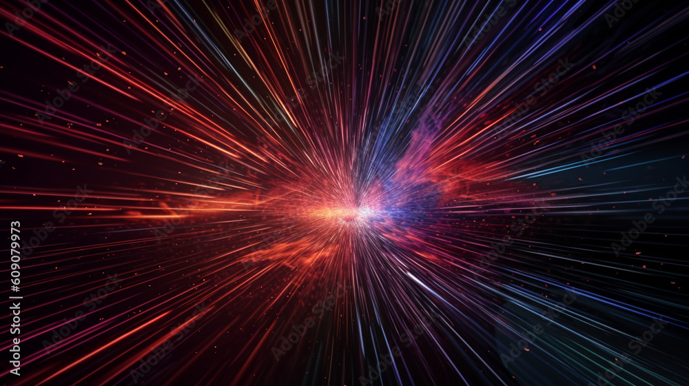Reddish hued warp speed lines in space, Generative AI Reddish hued warp speed lines in space, Generative AI