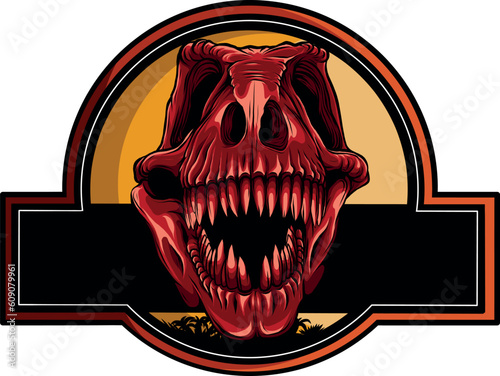 vector illustration of skull dinosaur t-rex in logo