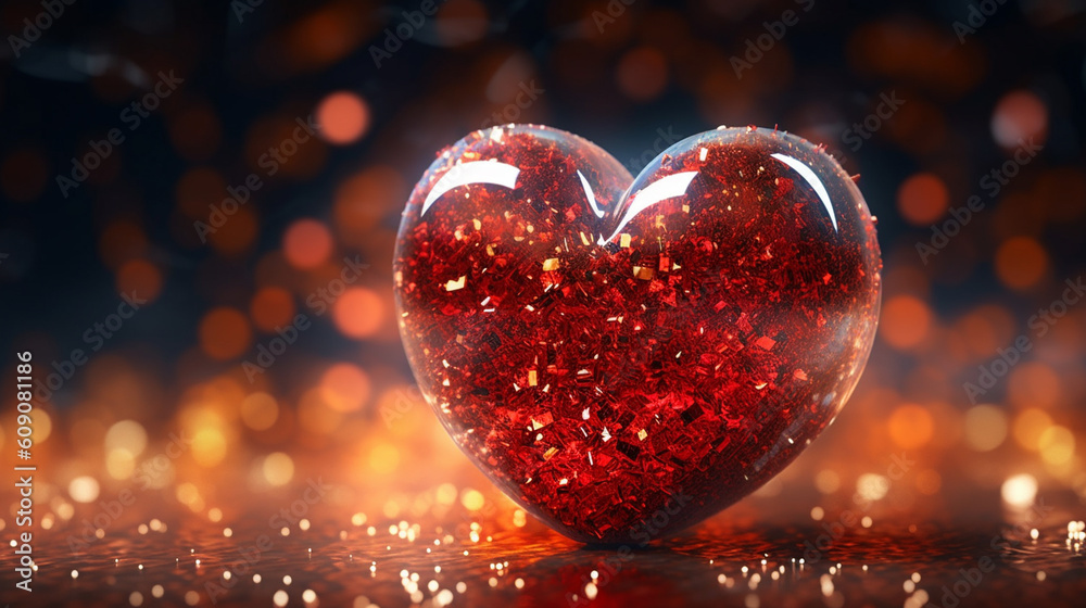 A red heart with the word love on it.generative ai A red heart with the word love on it.generative ai