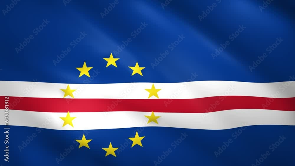 Cabo Verde Flag waving in the wind