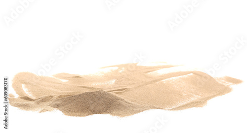 Desert sand pile, dune isolated on white, side view photo