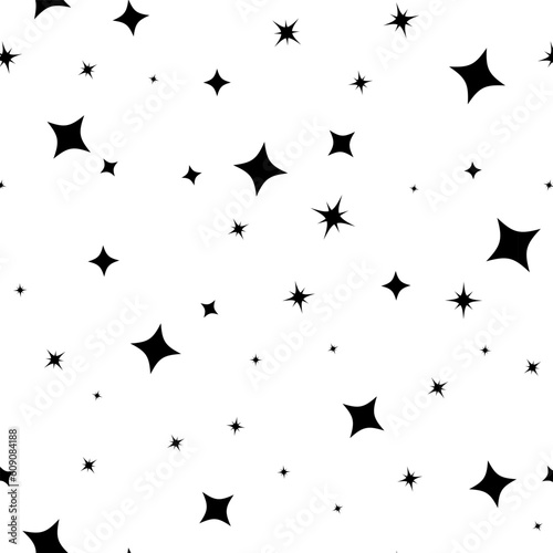 Star seamless pattern. Bright sparkles firework symbols background.