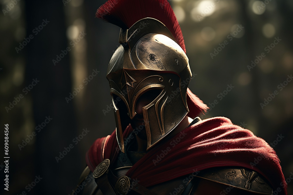 Portrait of a Spartan warrior in traditional armor, and a Corinthian ...