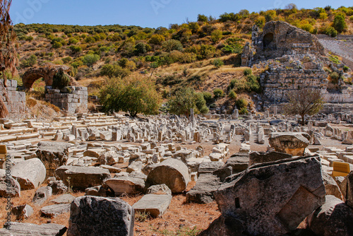 Ancient city Ephesus (Efes) in Turkey. Ancient architectural structures UNESCO cultural heritage.Selcuk TURKEY