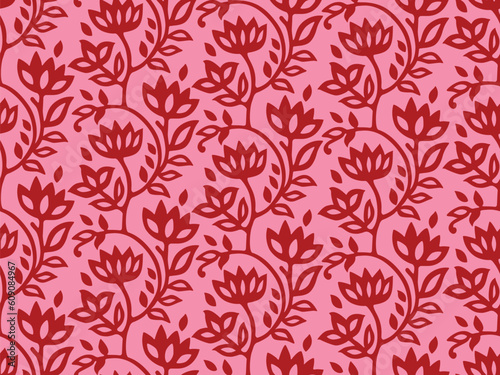 INDIAN FLORAL BLOCK PRINT SEAMLESS PATTERN VECTOR ILLUSTRATION