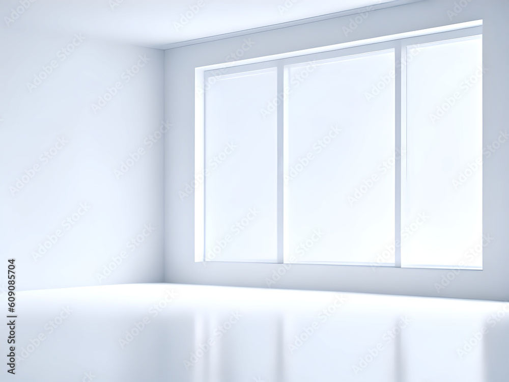 White studio background with empty 3d room, Generative AI White studio background with empty 3d room, Generative AI