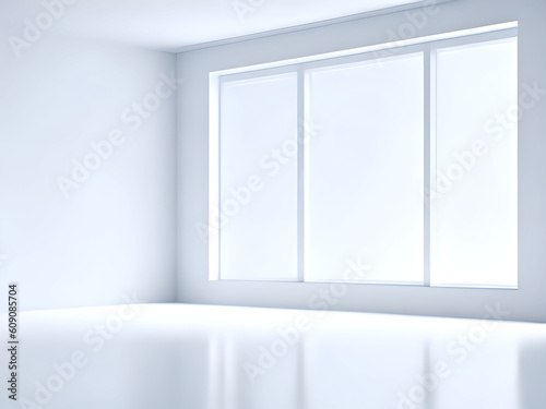 White studio background with empty 3d room, Generative AI