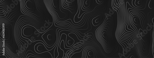 Black and white wavy paper curve relief abstract topographic map background. Geographic mountain relief. Topographic map lines, contour background. Abstract wave lines background. © Mirror